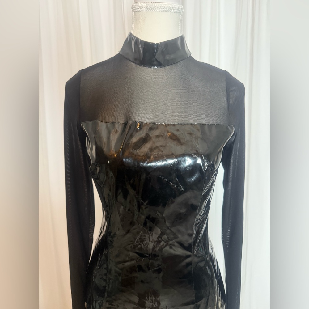 Black Sheer Panel Mini Dress